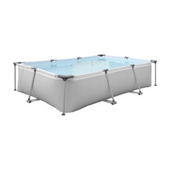 Piscina Tubular Gris Tanzanita, Piscina Rectangular 3x2m Con Bomba De