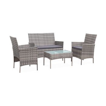 Conjunto Muebles Terraza Sillones, Sofá Y Mesita Ratán Aktive con Ofertas  en Carrefour