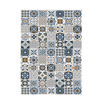 Alfombra De Cocina Baldosas De Cemento 60 X 90 Cm - Azul