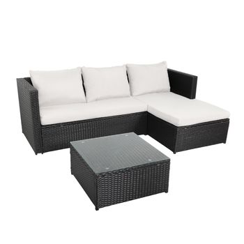 Conjunto Muebles Jardín Bahamas Sofá Triple Con Mesa Marrón Tostado 2  Módulos Esquina, 1 Módulo Central, 1 Mesa Ratán Sintético con Ofertas en  Carrefour