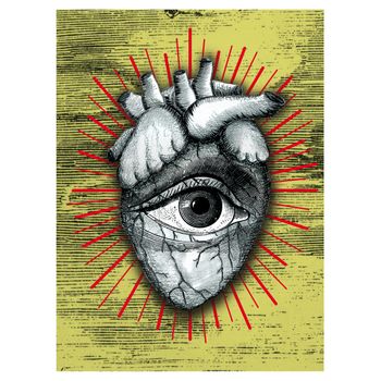 Curiosity - Póster De Firma - Póster De Pared - Formato Retrato - Papel Bellas Artes 270g - Diseño Ojo Y Corazón - 60x80cm