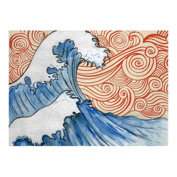 Japan - Signature Poster - Póster De Pared - Formato Apaisado - Papel Fine Art Mate 270g - Diseño Wave - 21x30 Cm