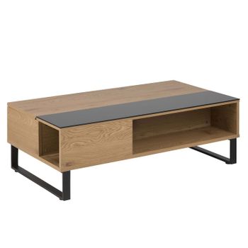 Mesa De Centro Elevable De Estilo Industrial Negro Y Madera Ela