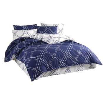 Juego De Cama Geométrico 240 X 220 Cm - Azul