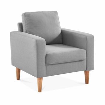 Sillón Mecedora Balancín Orejero Pandora Tapizado En Tela Color Gris Pata  Madera con Ofertas en Carrefour