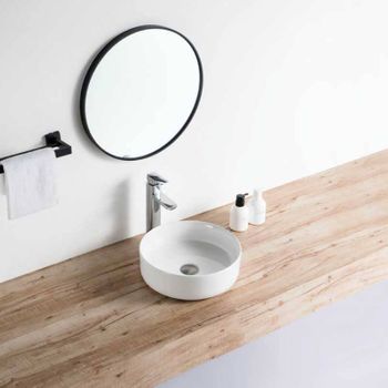 Lavabo Blanco Brillante Sobre Encimera Cerámico Mendoza Ø 36 Cm  Ø36 Cm