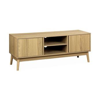 Mueble De Tv De Efecto Madera Con 2 Puertas, 120cm, Natural