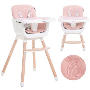 Trona Para Bebe , Convertible En Silla - 2 En 1 - Doble Bandeja, Trona Evolutiva - Tronas De Bebe - Trona Convertible - 6 Meses - 20 Kg - Madera,bebelissimo