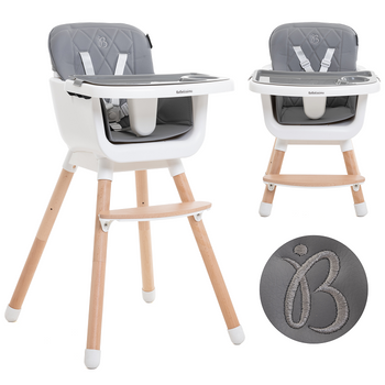 Trona Para Bebe , Convertible En Silla - 2 En 1 - Doble Bandeja, Trona Evolutiva - Tronas De Bebe - Trona Convertible - 6 Meses - 20 Kg - Madera,bebelissimo