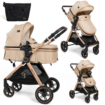 Bebelissimo - Carrito De Bebé - 2 En 1 - Silla De Paseo Para Niños - Carricoche Convertible - 0-22kg - Nicea - Beige