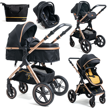 Carrito De Bebé Tres Piezas Bebelissimo Premium Convertible 0-22 Kg - Gold Edition