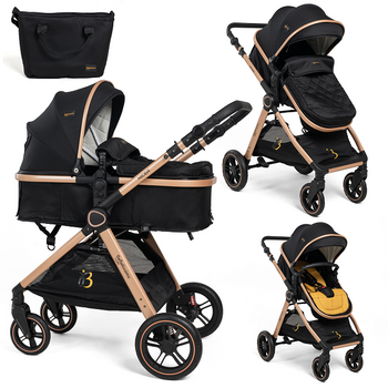 Bebelissimo - Carrito De Bebé - 2 En 1 - Silla De Paseo Para Niños - Carricoche Convertible - 0-22kg - Nicea - Gold