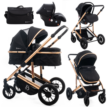 Bebelissimo - Carrito De Bebé Tres Piezas 3 En 1 - I-size - Silla De Paseo Para Niños - Carricoche De 3 Piezas - 0-22kg - Sistema De Viaje, Silla Coche - Victoire