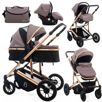 Bebelissimo - Carrito De Bebé Tres Piezas 3 En 1 - I-size - Silla De Paseo Para Niños - Carricoche De 3 Piezas - 0-22kg - Sistema De Viaje, Silla Coche - Victoire