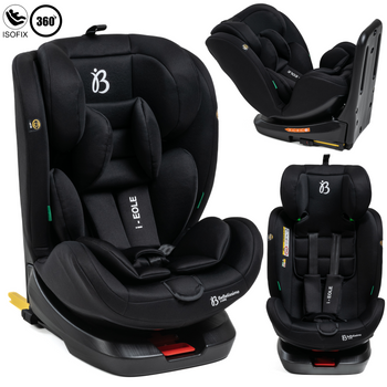 Silla De Coche - 40-150cm - Isofix - Giratoria 360° - 0-36kg - Eole - Bebelissimo- Black