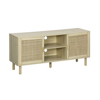 Mueble De Tv De Caña, 2 Puertas Y 1 Estante, 120cm I Sweeek