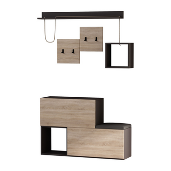 Mueble Recibidor De Diseño Madera Y Gris Inga