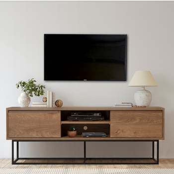 Mueble De Tv De Madera Y Negro Con Almacenaje Haye