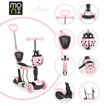 Patinete Evolutivo Lollipop Con Asiento Y Mango Parental Pink