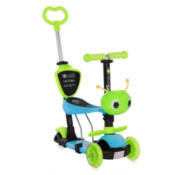 Patinete Infantil Con Asiento Y Respaldo Smart Plus  Blue/green De Lorelli