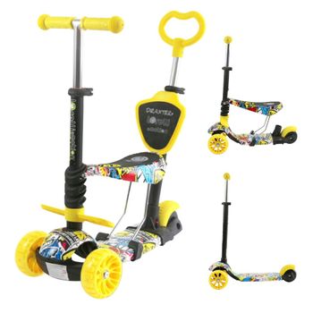 Patinete Evolutivo Con Asiento Y Mango Parental Draxter Plus Graffiti Smile