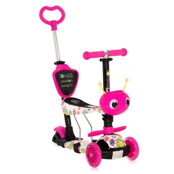 Patinete Infantil Con Asiento Y Respaldo Smart Plus Pink Flowers De Lorelli