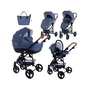 Carrito De Bebé De Tres Piezas Con Capazo Duro Crysta  Denim Blue De Lorelli