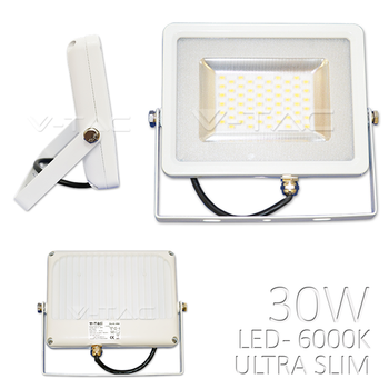 Foco Led Slim De 30w 6000k Blanco Frio Smd Cuerpo Color Blanco Apto Para Exterior