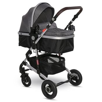 Carrito De Bebé Dúo Convertible Alba Premium De Lorelli Steel Grey