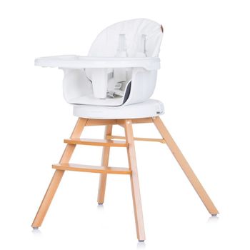 Trona Evolutiva 3 En 1 Con Patas De Madera Y Asiento De Polipiel Giratorio Rotto Ivory