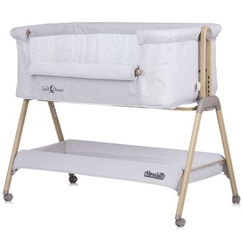 Cuna De Colecho Con Ruedas De Goma Sweet Dreams De Chipolino Grey Stars Wood