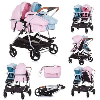 Carrito De Bebé Gemelar Dúo Smart De Chipolino Rose Sky