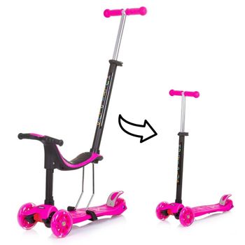 Patinete Infantil 3 En 1 Multi Plus Con Asiento Y Mango Parental Pink