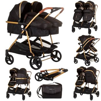 Carrito De Bebé Gemelar Dúo Smart Obsidian Gold