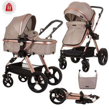 Carrito De Bebé Havana Dúo Convertible Hasta 22 Kg Con Bolso Y Mosquitera Golden Beige