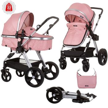 Carrito De Bebé Havana Dúo Convertible Hasta 22 Kg Con Bolso Y Mosquitera Flamingo