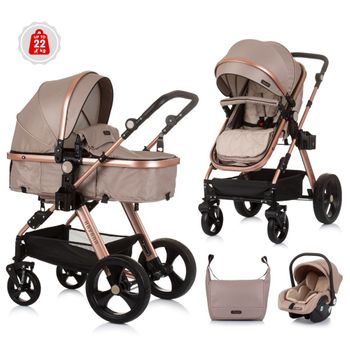 Carrito De Bebé Havana Trio Convertible Hasta 22 Kg Con Bolso Y Mosquitera Golden Beige