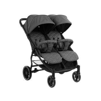 Carrito De Bebé Gemelar Happy 2 Accesorios Plegable Gris Oscuro Kikkaboo