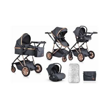 Carrito De Bebé Trío Convertible Midas  Black De Moni