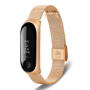 Wisetony® Correa Puro Aço Inoxidável Para Xiaomi Mi Band 3 - Oro Rosa