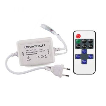 Actecom Controlador Dimmer Led 220v 5050 Con Mando A Distancia Infrarrojos Ir (para Tiras De 14mm Ancho, 10mm Entre Pines) Blan