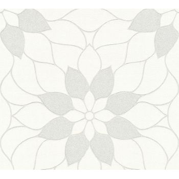 Papel Pintado A.s. Création Flores Blanco Y Gris - As-361714 - 53 Cm X 10,05 M