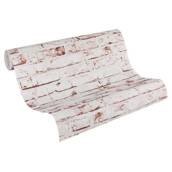 Papel Pintado A.s. Création Piedra Rojo, Marrón Y Beige - As-907837 - 53 Cm X 10,05 M