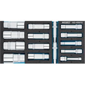Hazet 163-459/15 Juego De Llaves De Vaso ∙ Cuadrado Hueco 1/2 Pulgadas (12,5 Mm) ∙ Perfil De Tracción De Hexágono Exterior ∙ 10 – 32 ∙ Número De Herramientas: 15