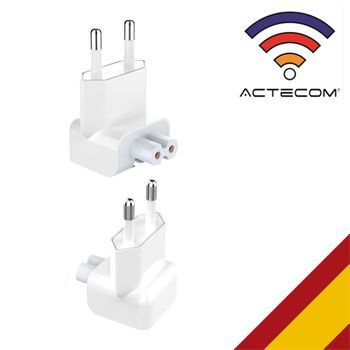 Actecom Adaptador Para Fuentes De Alimentación Apple - Enchufe De Dos Clavijas Para Cargador De Macbook Ipad - Adaptador Europeo