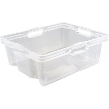 Caja De Almacenaje Con Asas Integradas, Tamaño: L, 43 X 35 X 15 Cm, 16 L, Transparente