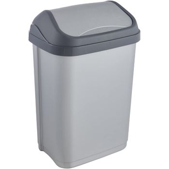 Keeeper Cubo De Basura Con Tapa Basculante, 10 L Plateado, Gama Swantje