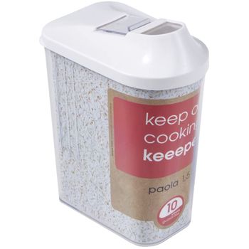 Dispensador De Cereales Tuppers Plástico Keeeper Paola 1,5l Blanco