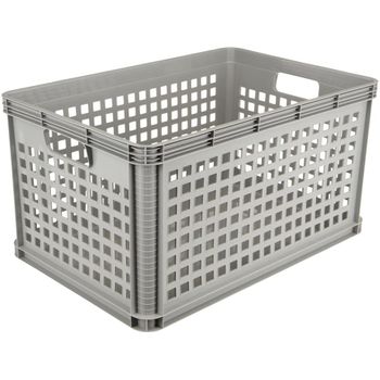 Caja De Almacenaje Plástico Keeeper Robert 60x40x32 Cm 64l Gris Claro