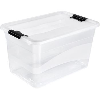 Cubo De Almacenaje Con Tapa Plástico Keeeper Cornelia 52l Transparente